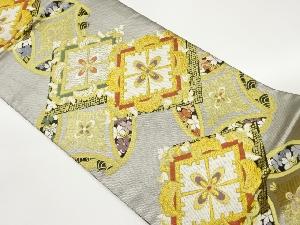 花菱・七宝に花々模様織出し袋帯